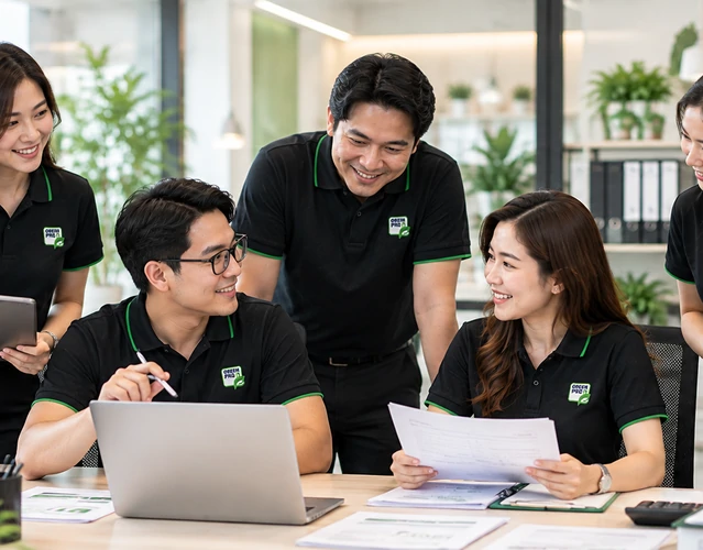 ทีมงานบัญชีและภาษี GreenPro KSP ทำงานร่วมกันเพื่อดูแลงานรับยื่นภาษีตามลักษณะกิจการ